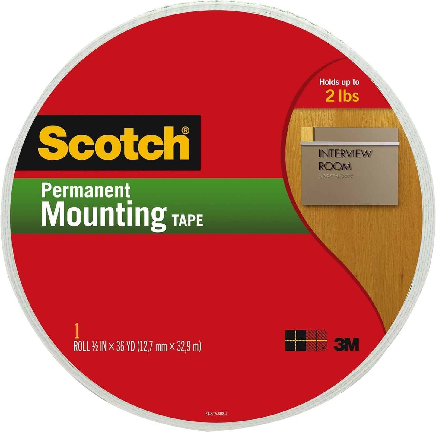 Scotch Mounting, Fastening & Surface Protection 110-MR Indoor Mounting Tape, 1-Roll, 0.75-inch x 1368-inches, White