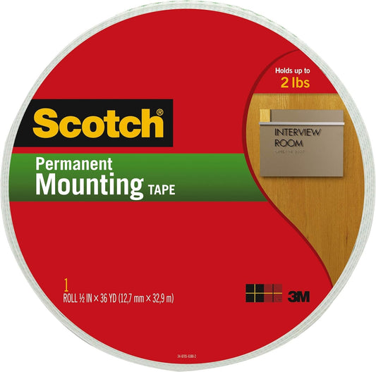 Scotch Mounting, Fastening & Surface Protection 110-MR Indoor Mounting Tape, 1-Roll, 0.75-inch x 1368-inches, White