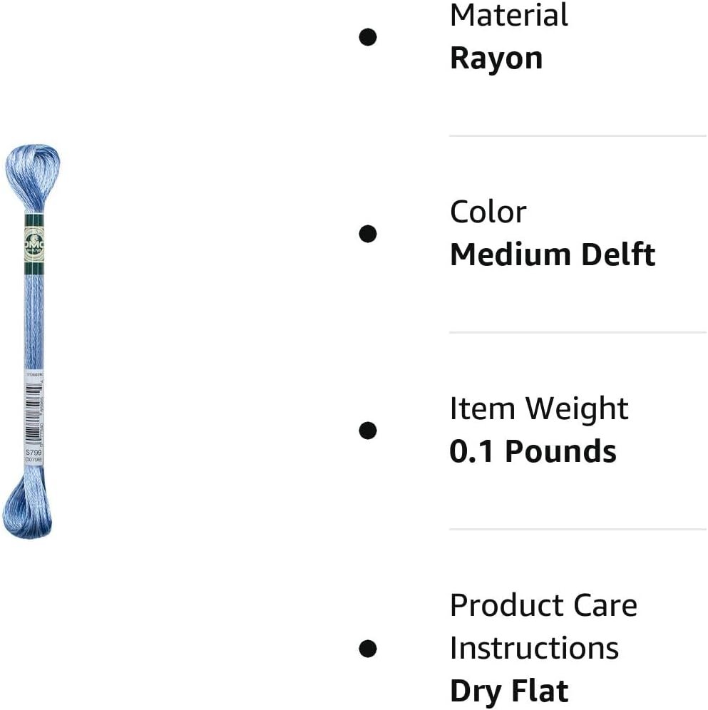 DMC 1008F-S799 Shiny Radiant Satin Floss, Medium Delft, 8.7-Yard