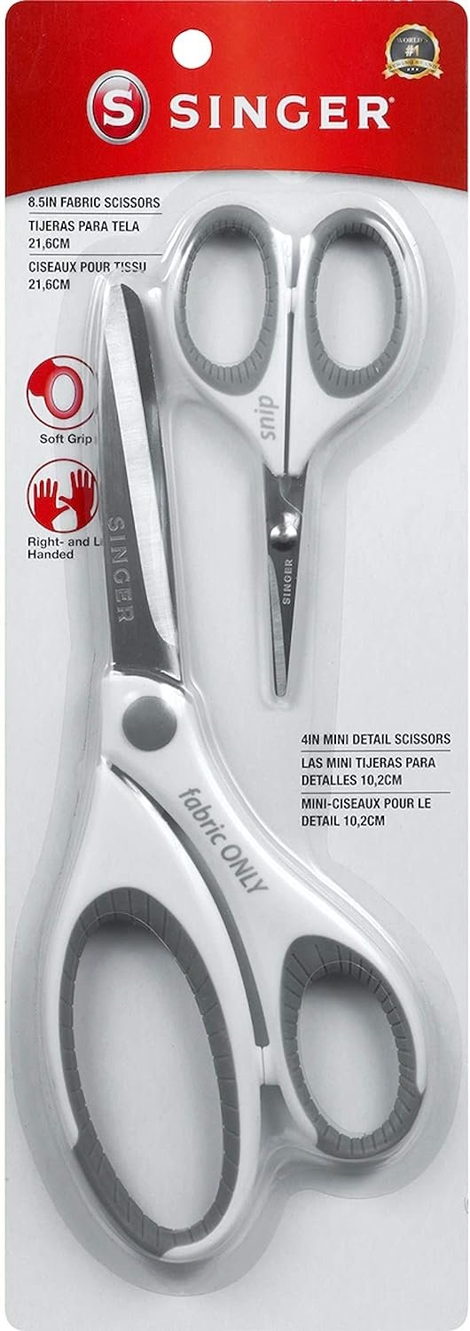 SINGER Sewing Scissors Set – 8.5-Inch Fabric Scissors & 4-Inch Mini Detail Scissors