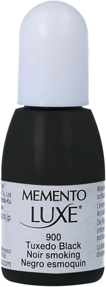 Tsukineko Memento Luxe Re-Inker for Stamp, Tuxedo Black