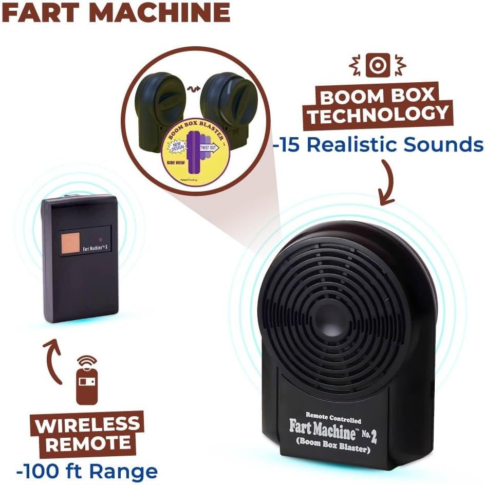Fart Machine and Fart Spray with Fake Poop – Wireless Farting Machine with Stink Spray and Poop Toy - Fart Machine with Remote with Fake Poo and Fart Spray Prank Gifts for Endless Laughter
