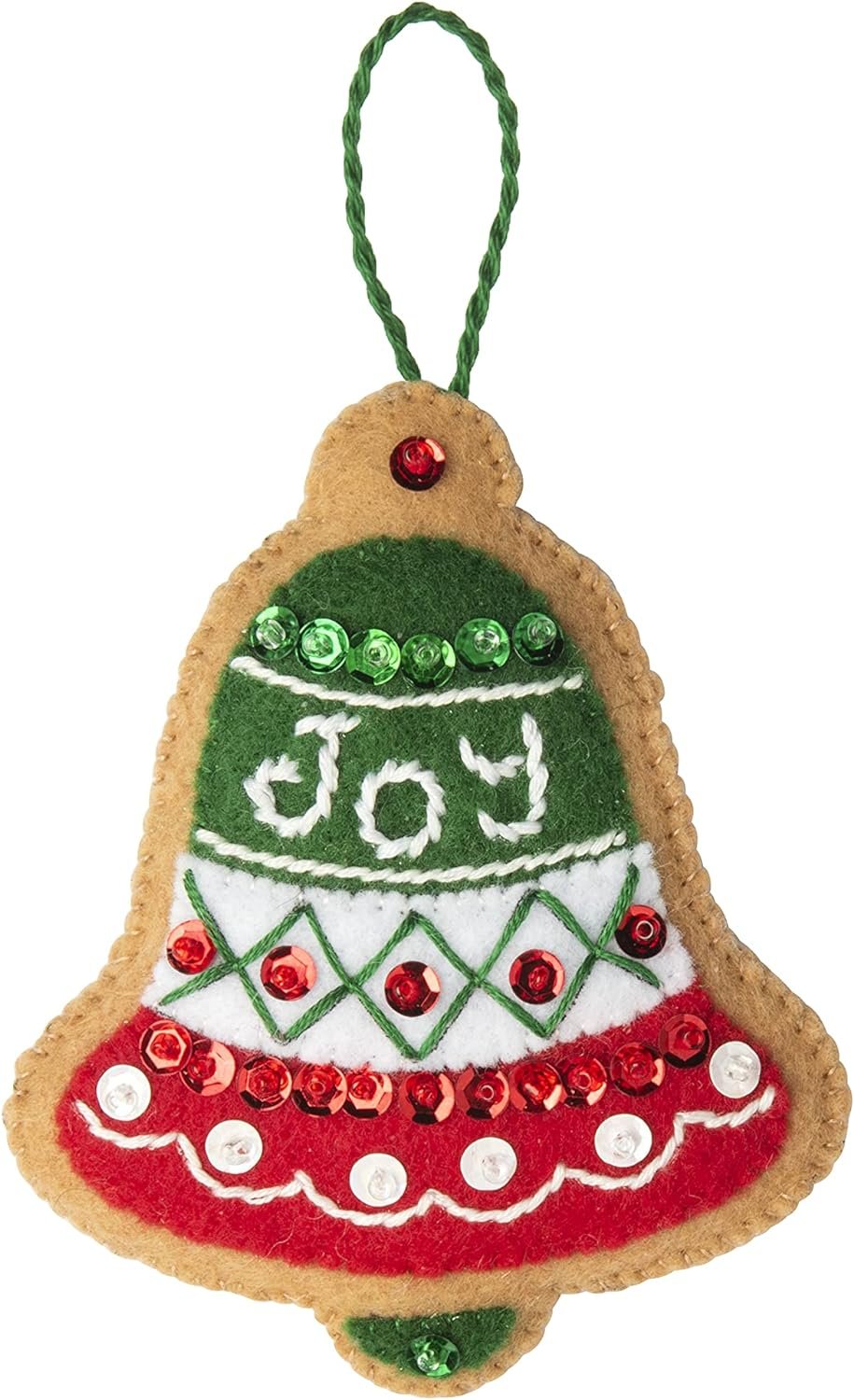 Bucilla Felt Applique 12 Piece Ornament Making Kit, Gingerbread Santa, Perfect for DIY Arts and Crafts, 89301E