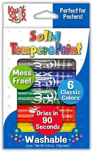 The Pencil Grip Kwik Stix Solid Paint Pens, Tempera Paint Pens, Super Quick Drying TPG-601, 6 Count