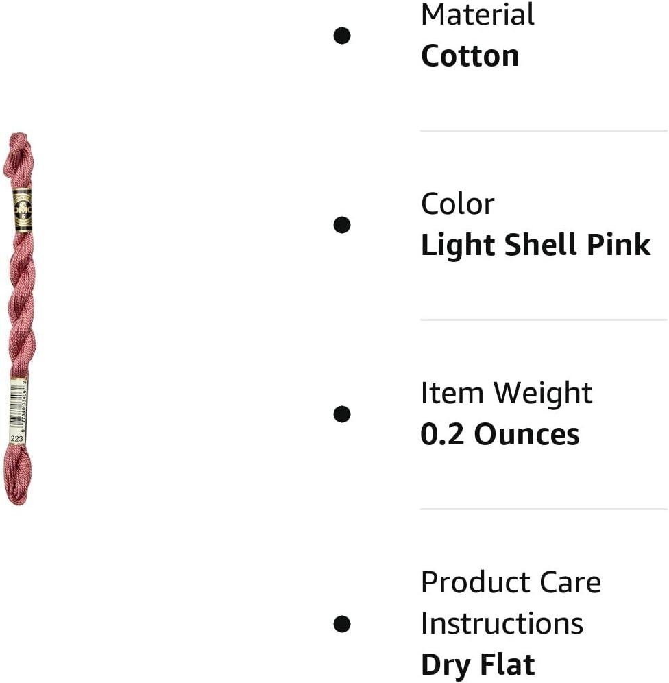 DMC 115 3-223 Pearl Cotton Thread, Light Shell Pink