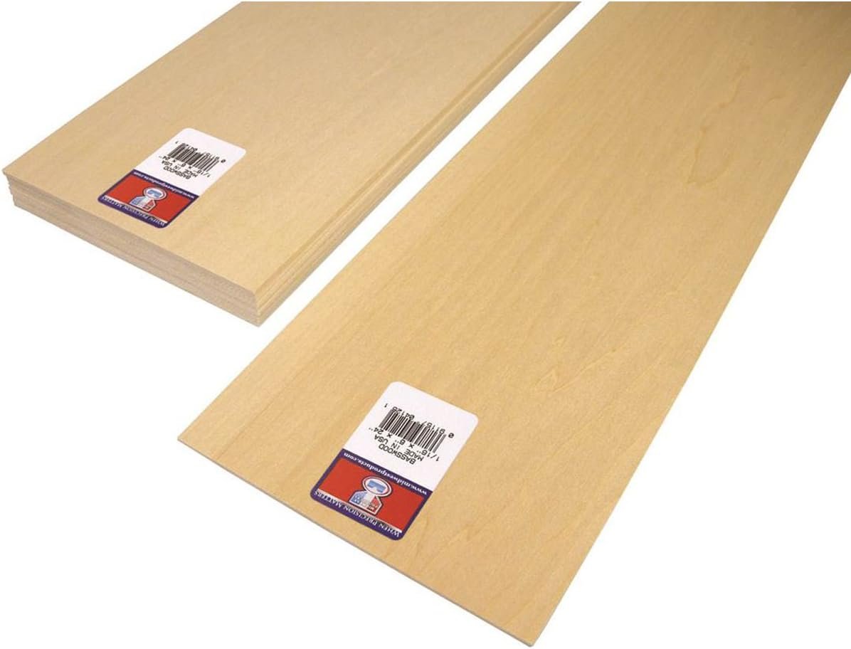SAUNDERS MIDWEST Mi4125 Products 4125 Basswood Sheet 24X6X1/16 h (Pack of 10), Multicolor