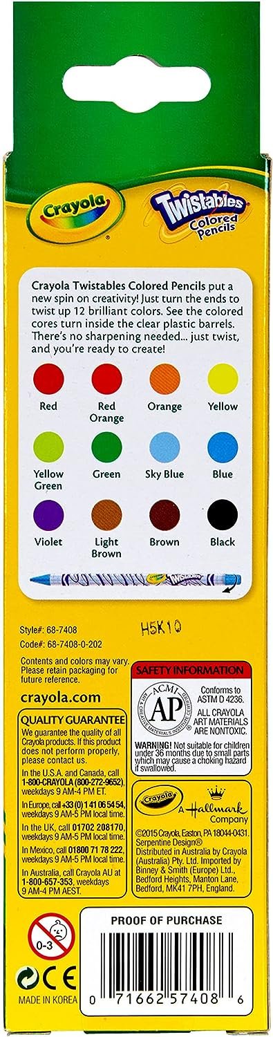 Crayola Twistables Colored Pencils, Gift for Kids, 12ct