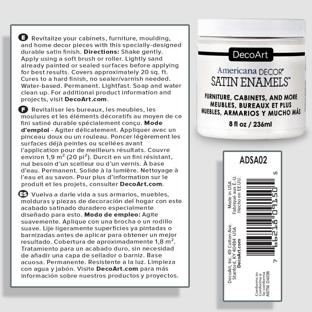 DecoArt Satin Enamels Acrylic Paint for Furniture, Cabinets and More, 8 fl. oz Jar, Seaside Blue (Pack of 1)