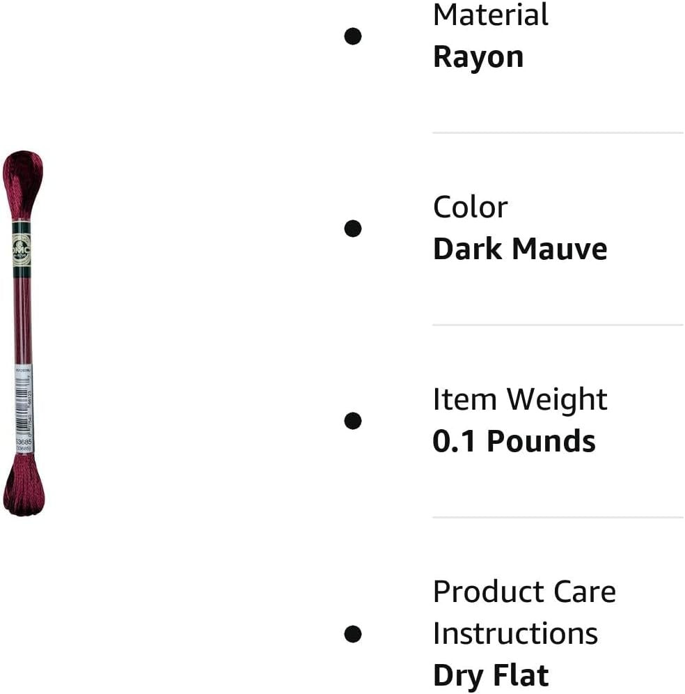 DMC 1008F-S3685 Shiny Radiant Satin Floss, Dark Mauve, 8.7-Yard