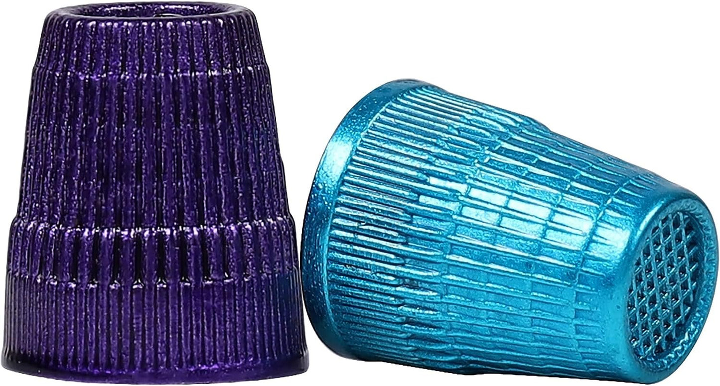 SINGER Slip Stop Thimbles, Size Small and Medium, Metallic Pink and Green - Set of 2