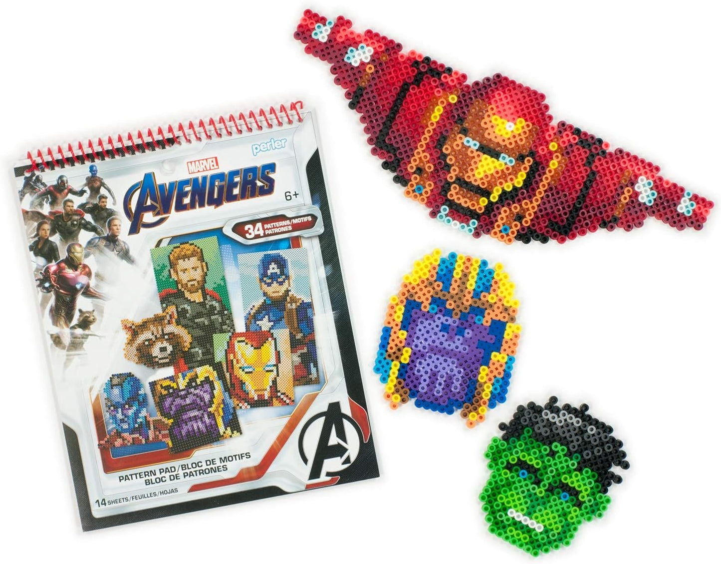 Perler Beads Marvel Avengers Pattern Instruction Pad, 34 Patterns, Multicolor
