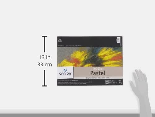 Canson Artist Series Mi-Teintes Pastel Paper, Gray Tones, Foldover Pad, 12x16 inches, 24 Sheets (98lb/160g) - Artist Paper for Adults and Students