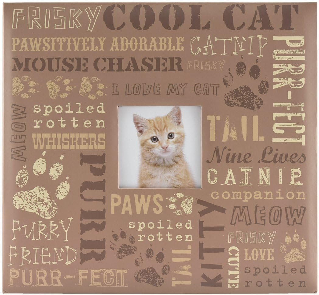 MCS Expandable 10-Page Pet Scrapbook Album with Photo Opening Cover and 12 x 12 Inch Pages, 13.5 x 12.5 Inch, Cat