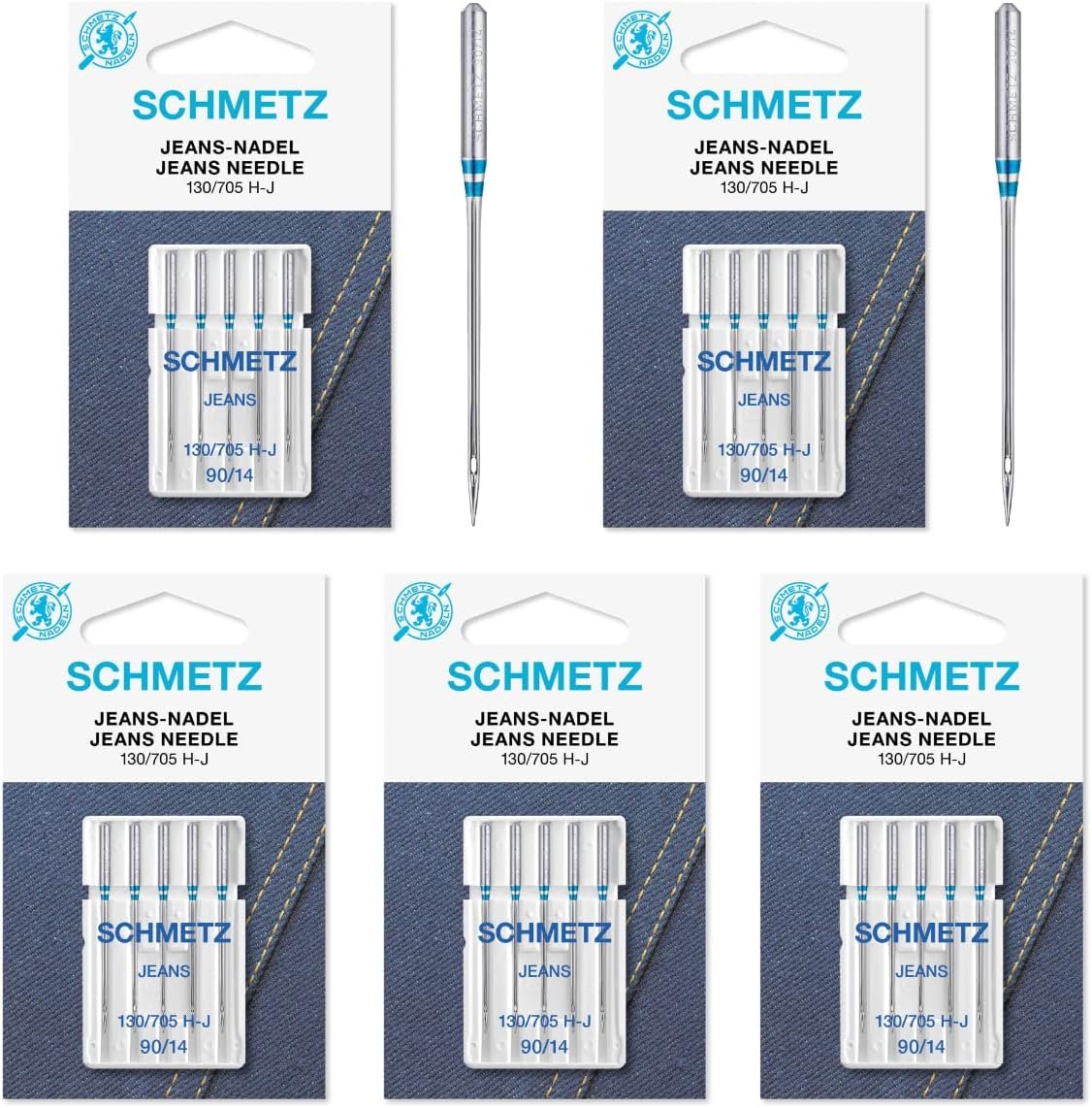 25 Schmetz Jeans Denim Sewing Machine Needles 130/705H-J Size 90/14