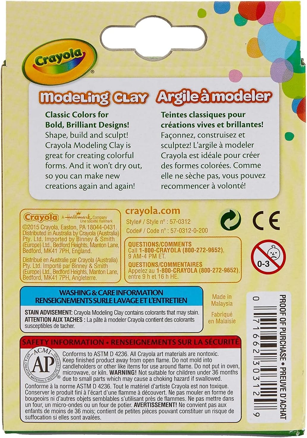 Crayola Modeling Clay, 4.8 Ounce Pack, Set of 8 Classic Colors