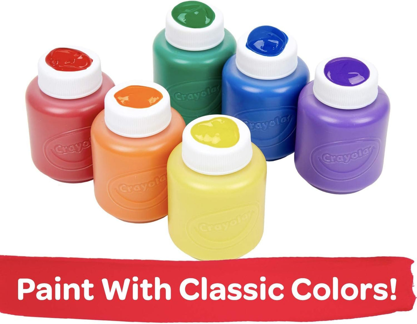 Crayola Washable Kids Paint, Classic Colors, 6 Count, Painting Supplies, Gift