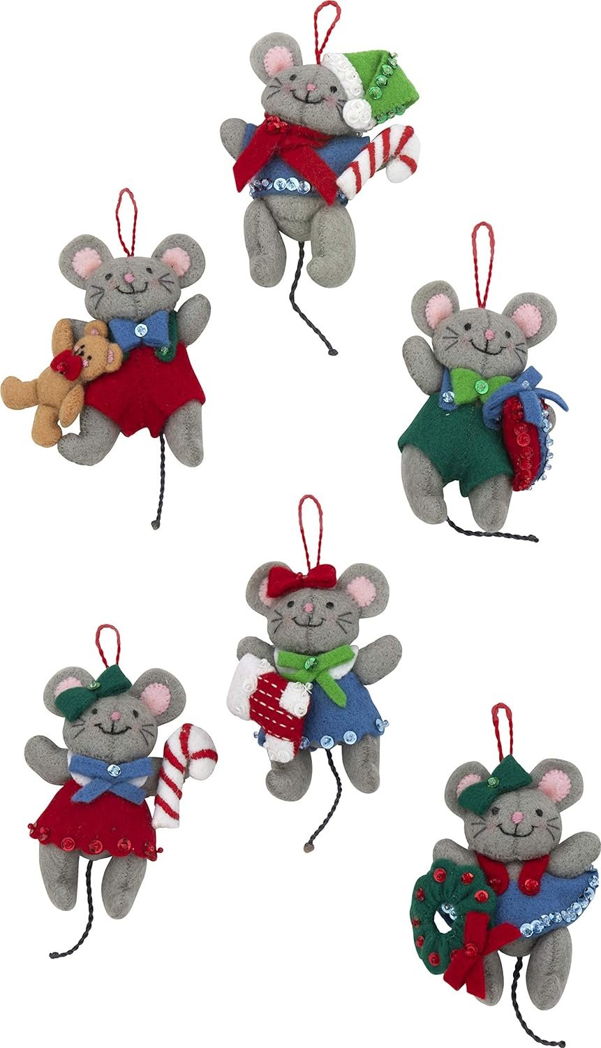 Bucilla 89288E Felt Applique Christmas Ornament Kit, Night Before Christmas, Set of 6