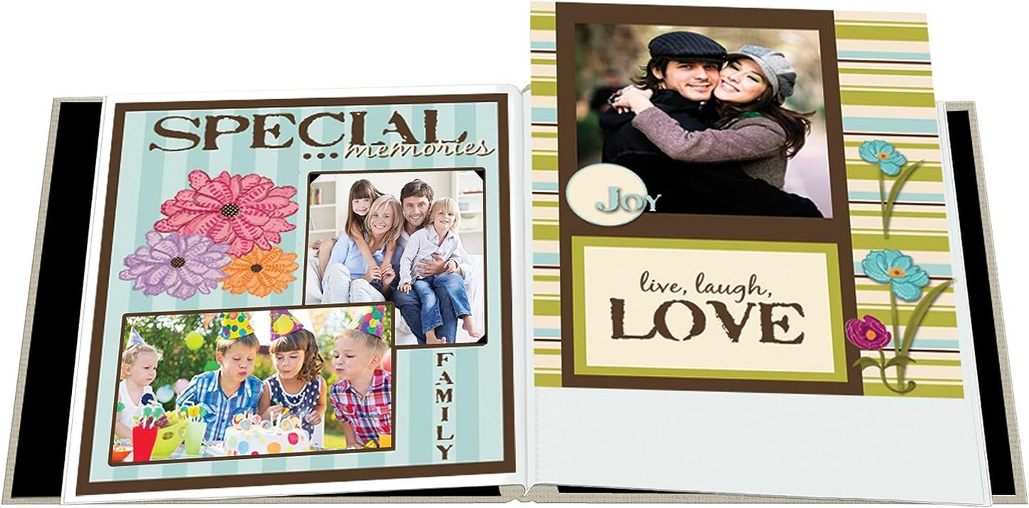 Pioneer 12-Inch by 12-Inch Book Cloth Cover Postbound Album with Window, Biscotti Beige