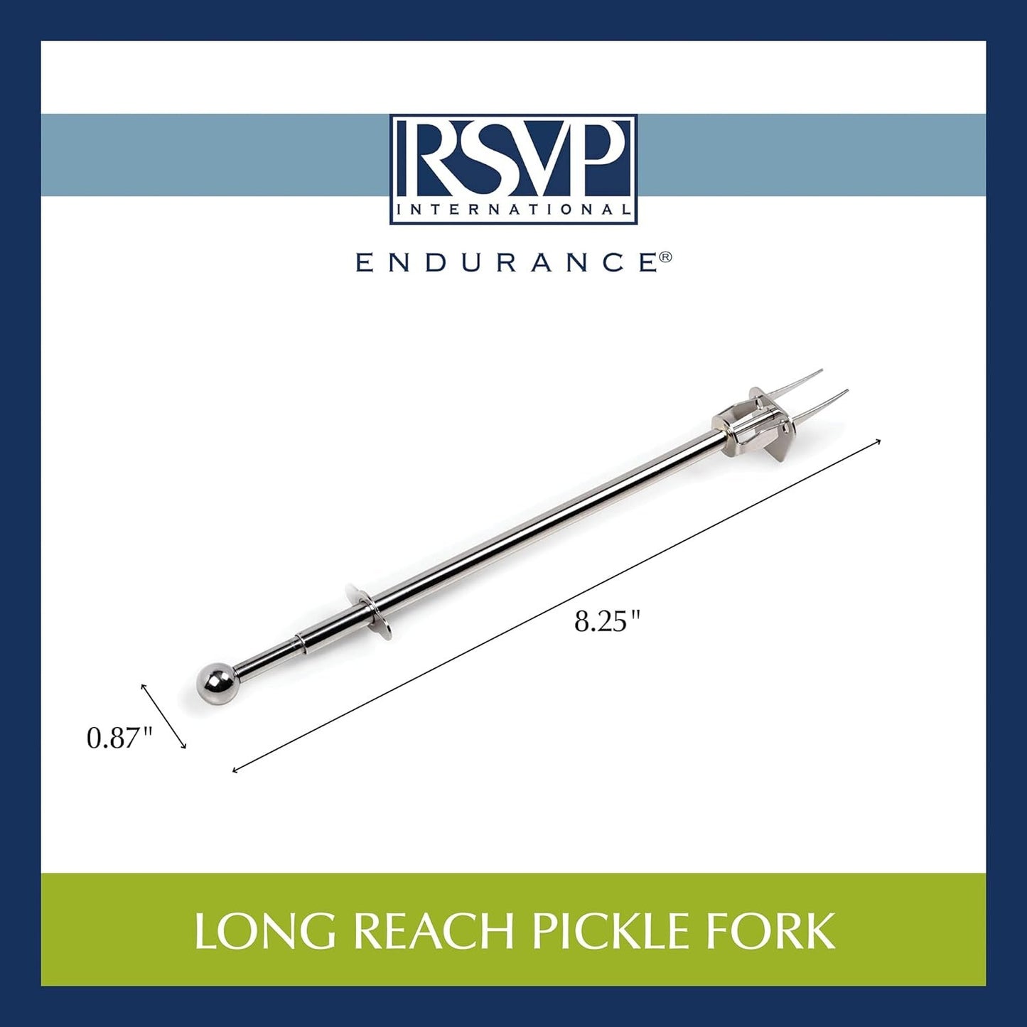 RSVP Endurance 18/8 Stainless Steel Long-Reach Pickle Fork, 8-1/2- Inch
