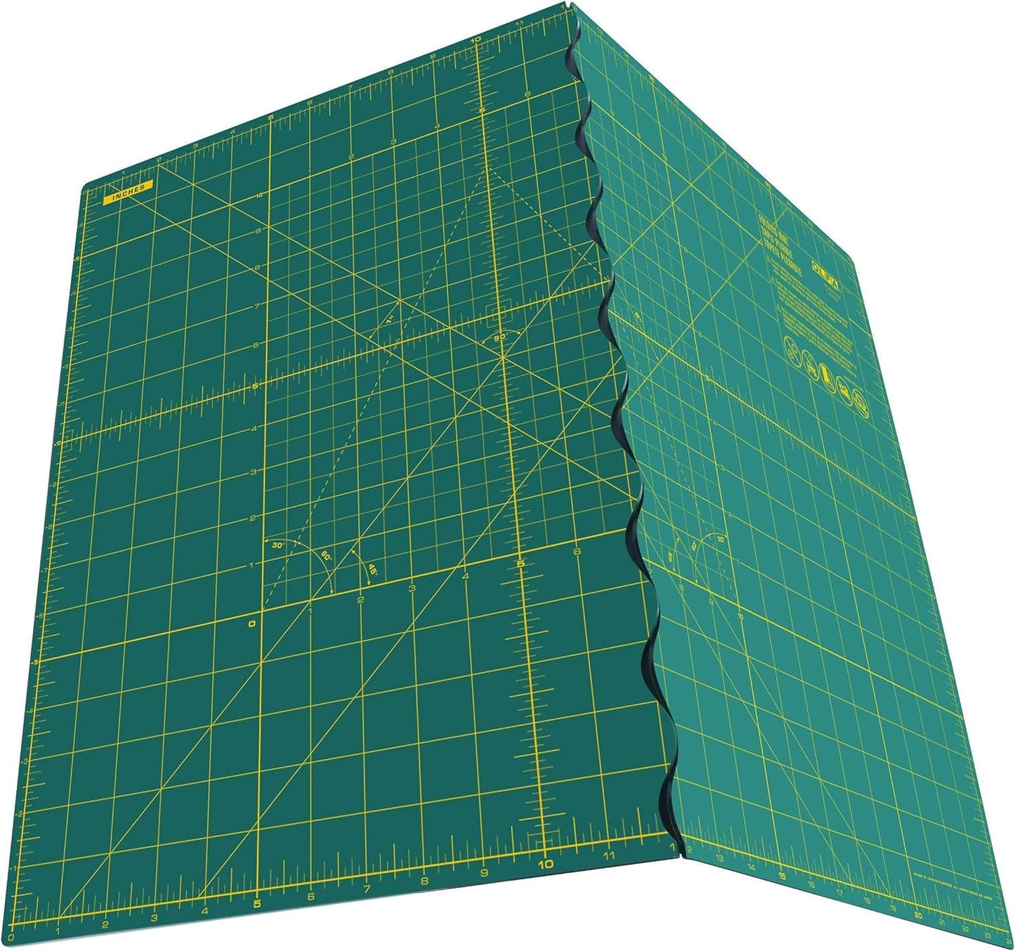 OLFA 17" x 24" Folding Cutting Mat (FCM-17x24) - Self Healing 17x24 Inch Foldable Rotary Mat with Grid for Quilting, Sewing, Fabric & Crafts, Use with Rotary Cutters & Fixed Blade Knives (Green)
