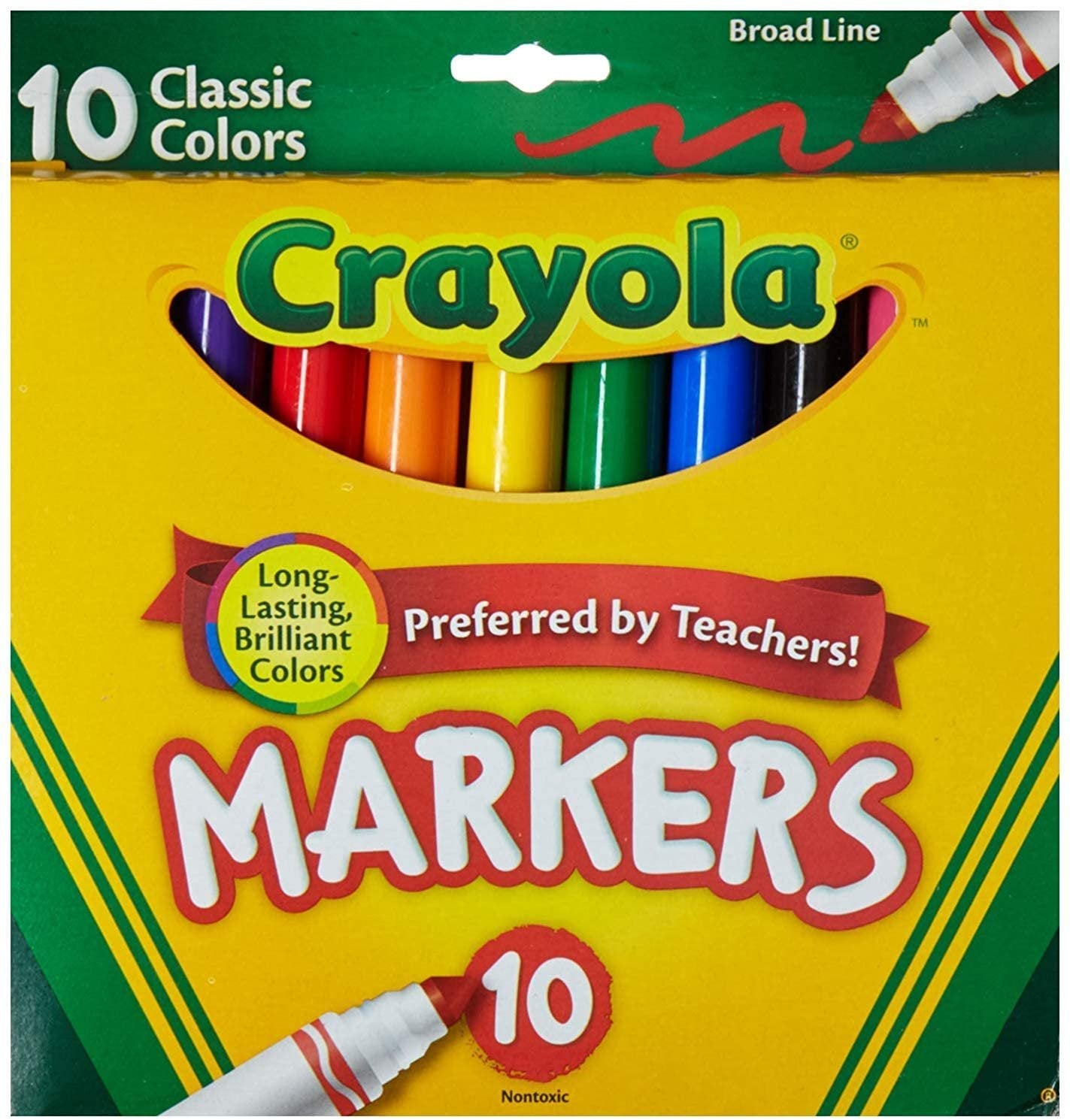Broad Line Markers, Classic Colors 10 Each (Pack of 20)
