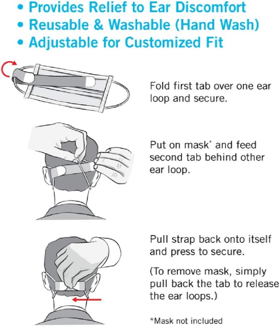 VELCRO Brand Face Mask Extender includes 4 Black Straps, 12” x 1” Comfortable and Adjustable Ear Savers, VEL-30084-USA
