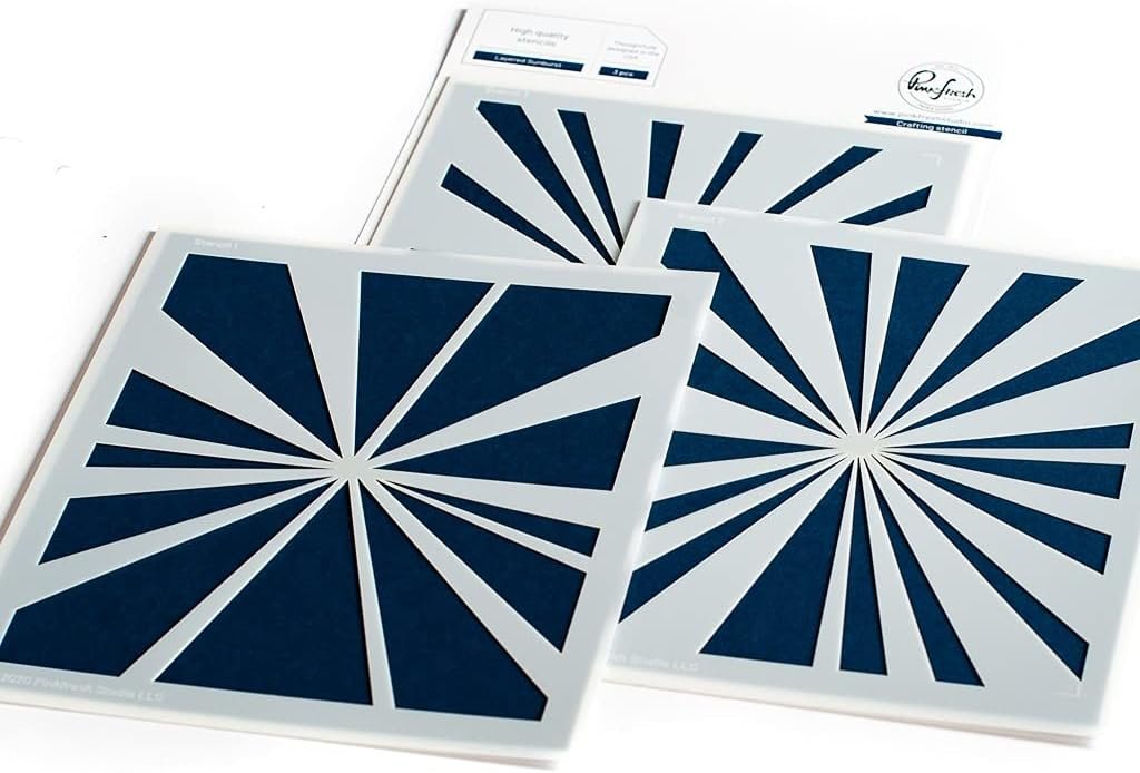Pinkfresh Studio Stencils 4.25"X5.25" 3/Pkg-Sunburst -PFST22