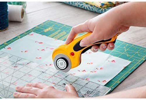 OLFA 45mm Ergonomic Rotary Cutter (RTY-2/DX) - Rotary Fabric Cutter w/ Blade Cover & Squeeze Trigger for Quilting, Sewing, Crafts, Replacement Blade: OLFA RB45-1H