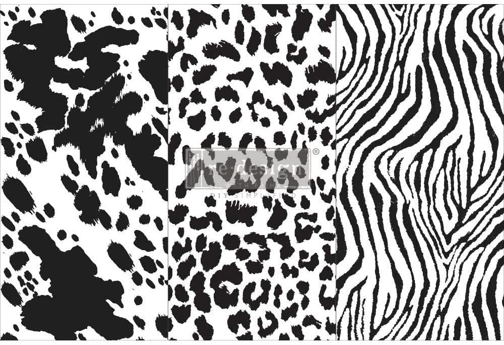 Prima Marketing Re-Design Decor Transfers 6"X12" 3/Sheets-Animal Patterns -RE656690