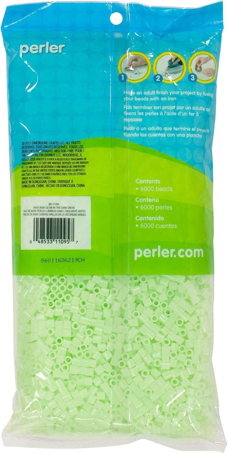 Perler Beads Fuse Beads for Crafts, 6000pcs, Glow in the Dark green