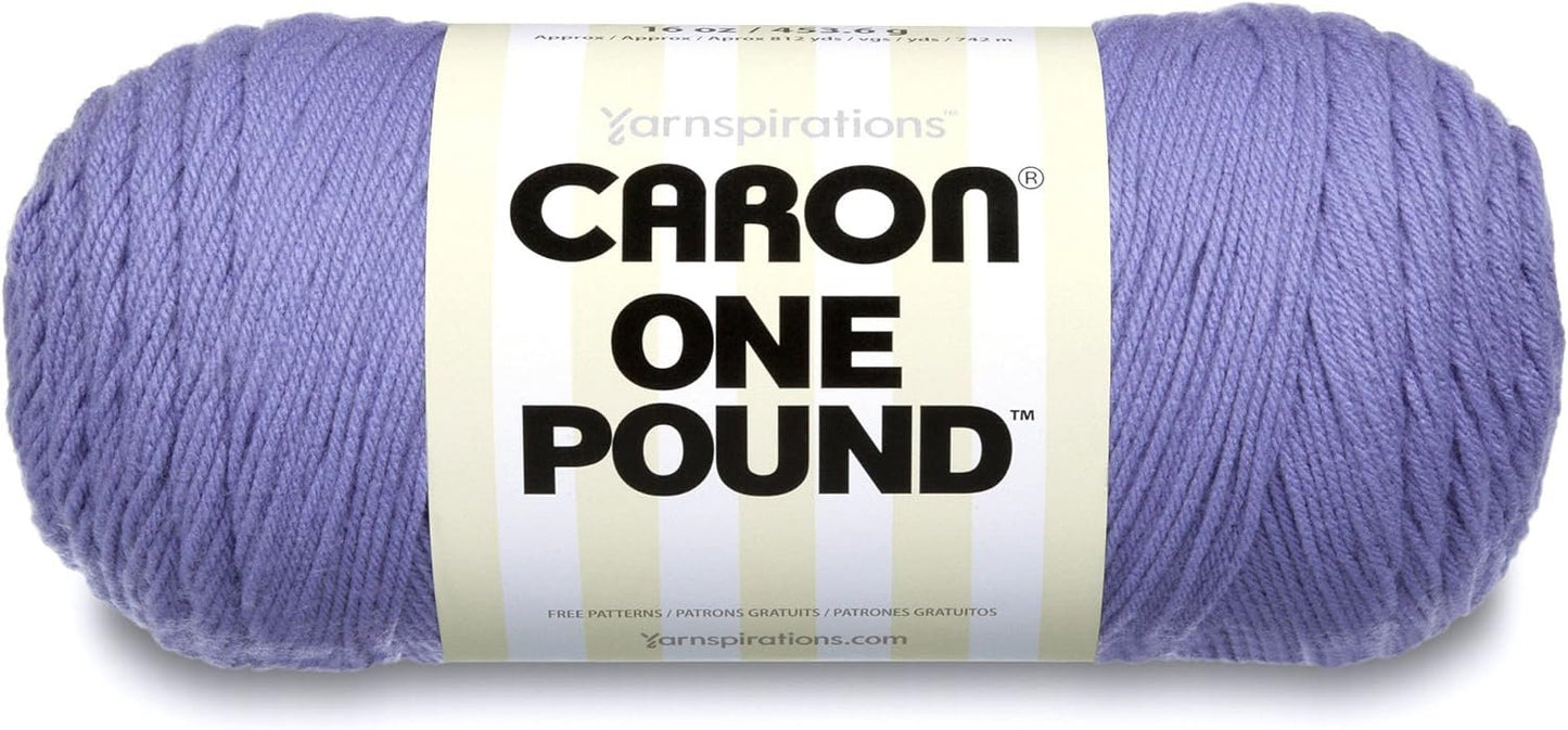 Caron One Pound Solids Yarn, 16oz, Gauge 4 Medium, 100% Acrylic - Lavender Blue- For Crochet, Knitting & Crafting ( 1 Piece )
