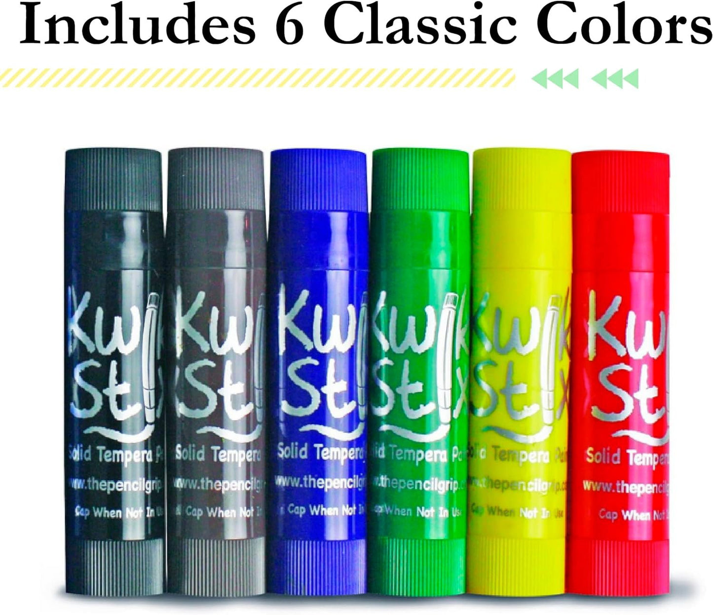 The Pencil Grip Kwik Stix Solid Paint Pens, Tempera Paint Pens, Super Quick Drying TPG-601, 6 Count
