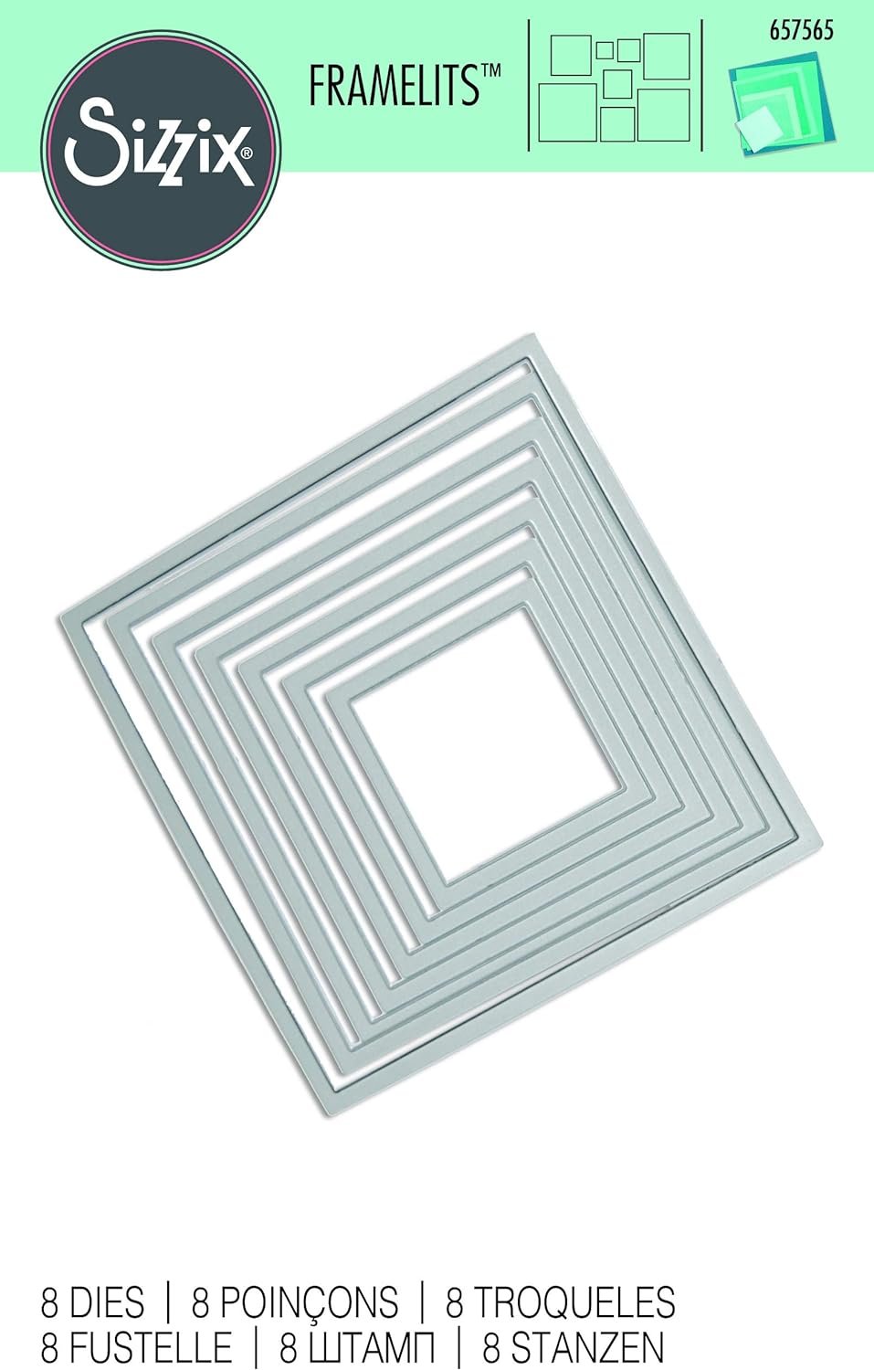 Sizzix Framelits Die Set 8/PK - Squares