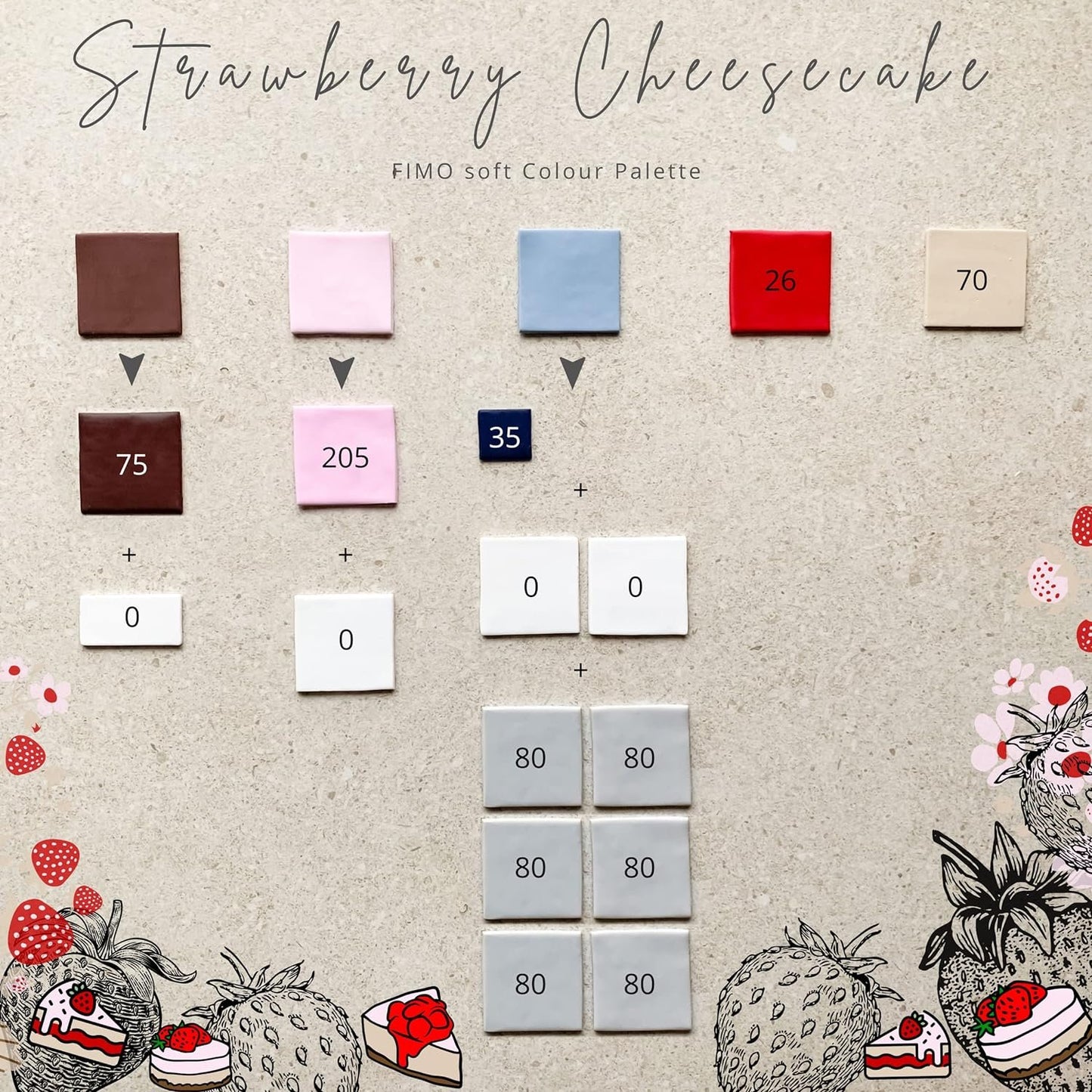 FIMO Soft & Effect Polymer Oven Modelling Clay - 57g - Set of 8 - The Strawberry Cheesecake Collection