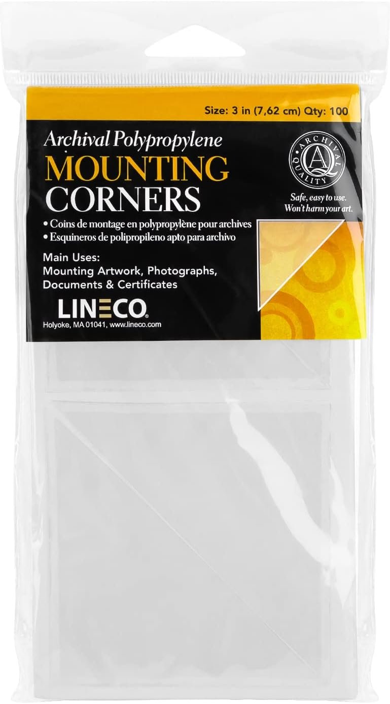 (1) - Lineco Self-Adhesive Polypropylene Mounting Corners - 3" Clear (100/Pkg.)