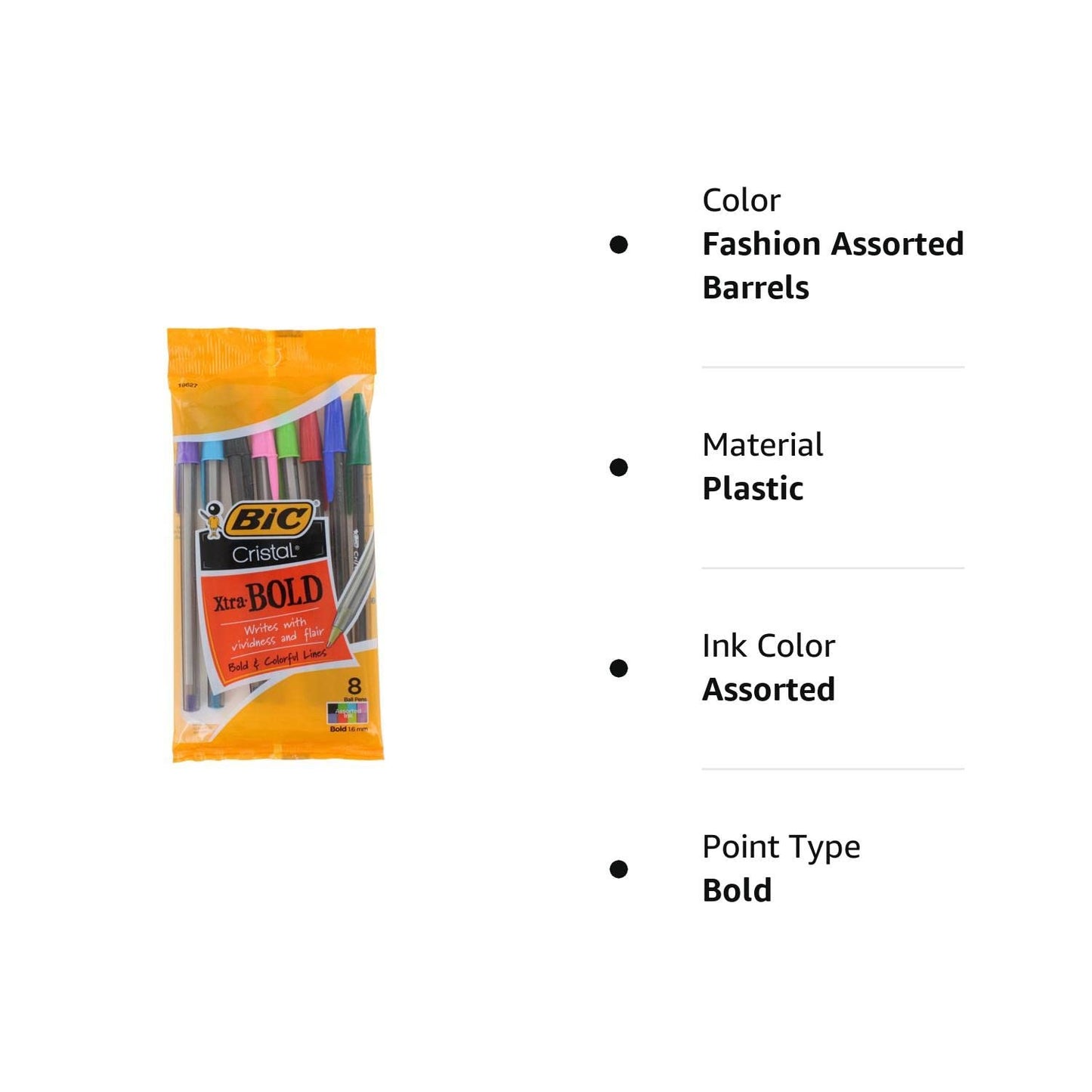 Bic Usa Inc BICMSBAP81 19627 Bic Cristal Xtra Bold Pack Of 8
