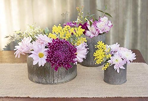 Rustic Tin Vase, Corrugated Sides, 3.25x3.25", Galvanized Metal, 6pk
