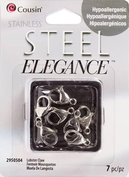 Cousin 15x9mm Stainless Steel Lobster Claw Clasp - 7pc, Silver