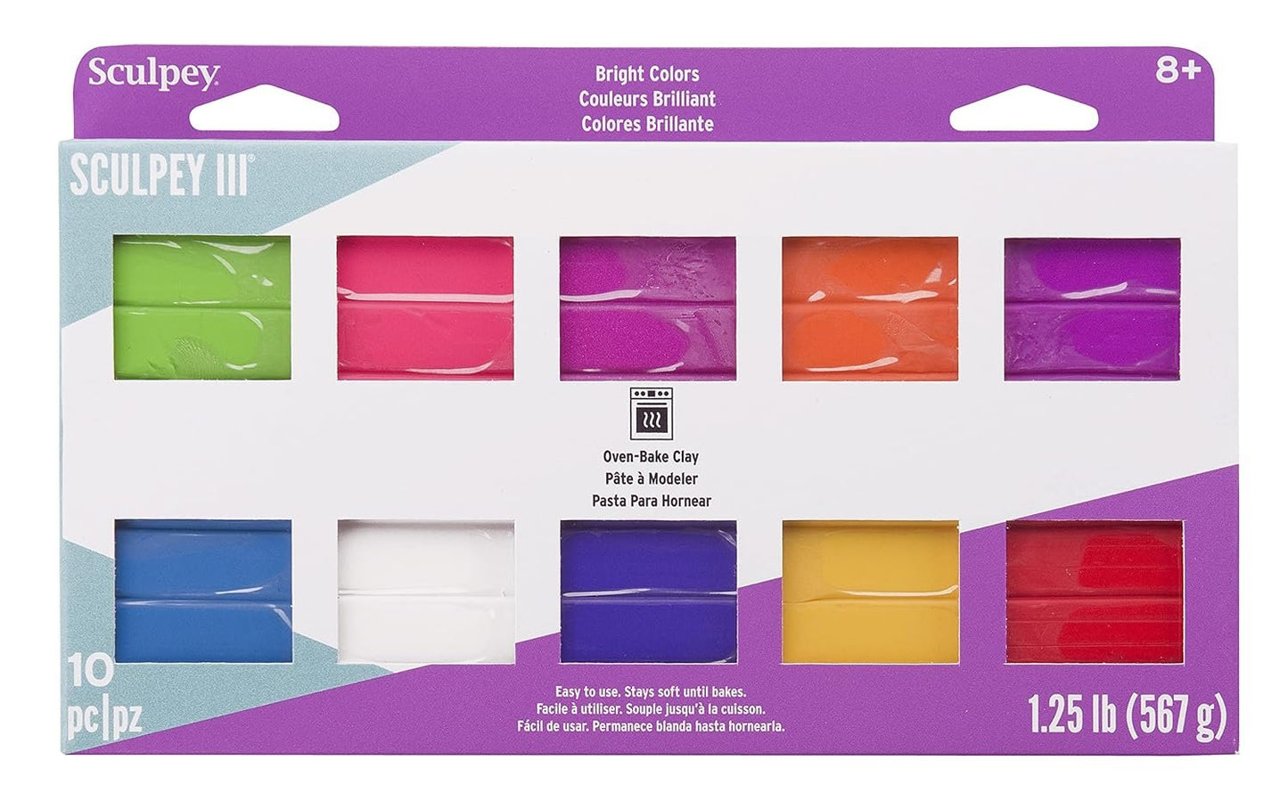 Sculpey III® 10 Bright Colors of Polymer Oven-Bake Clay, Non Toxic,1.25 lbs., great for modeling, sculpting, holiday, DIY, mixed media and school projects. Perfect for kids and beginners!