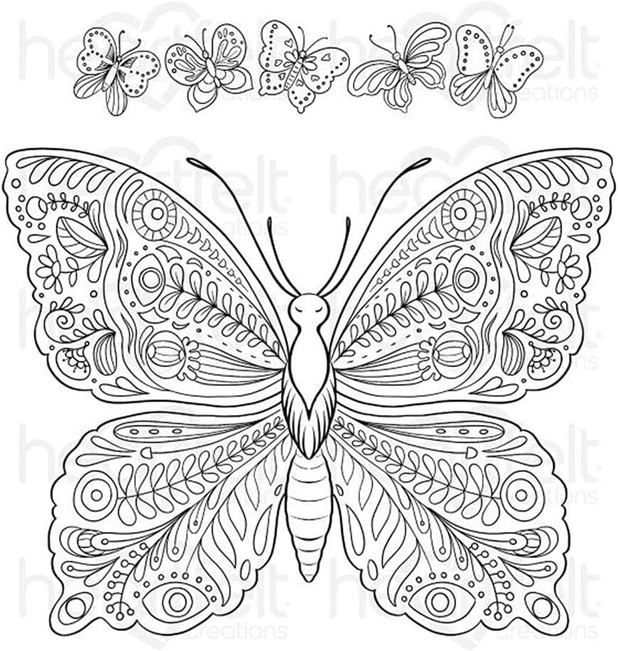 Large Floral Butterfly Cling Stamp Set
