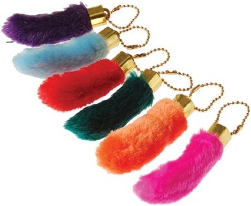 U.S. Toy Assorted Color Faux Fake Lucky Rabbit's Foot Key Chains Key Rings