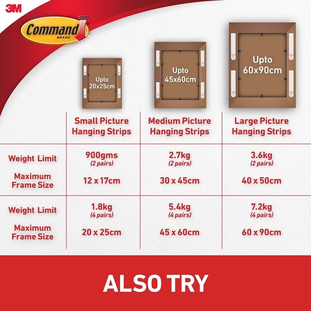 Command Poster Hanging Strips, 12 Strips, White, 17024
