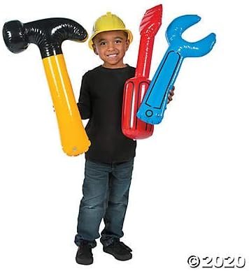 Fun Express Hammer, Screw Driver, and Wrench Inflatable Tool Set- Great for a Construction Party