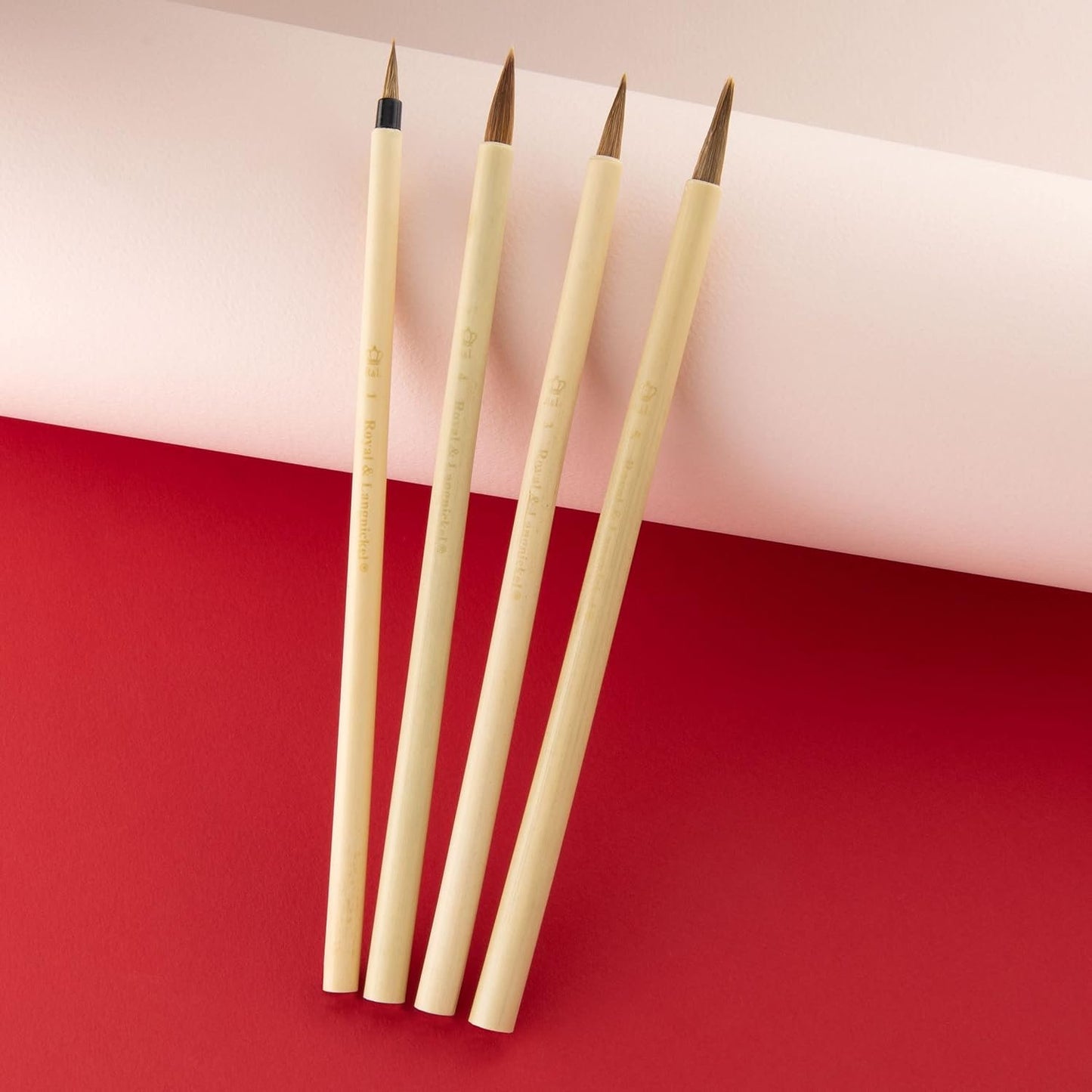 Royal & Langnickel RSET-9149 Royal Zip N' Close Brown Bamboo 4-Piece Brush Set, 10.5 x 2.9 x 0.5