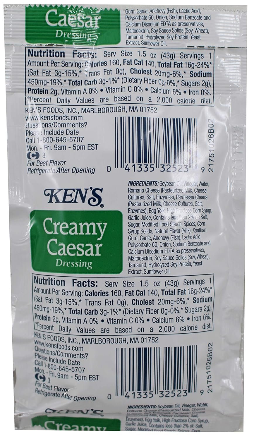 Ken's Steakhouse Creamy Caesar Dressing 1.5 oz Packets (Pack of 20)
