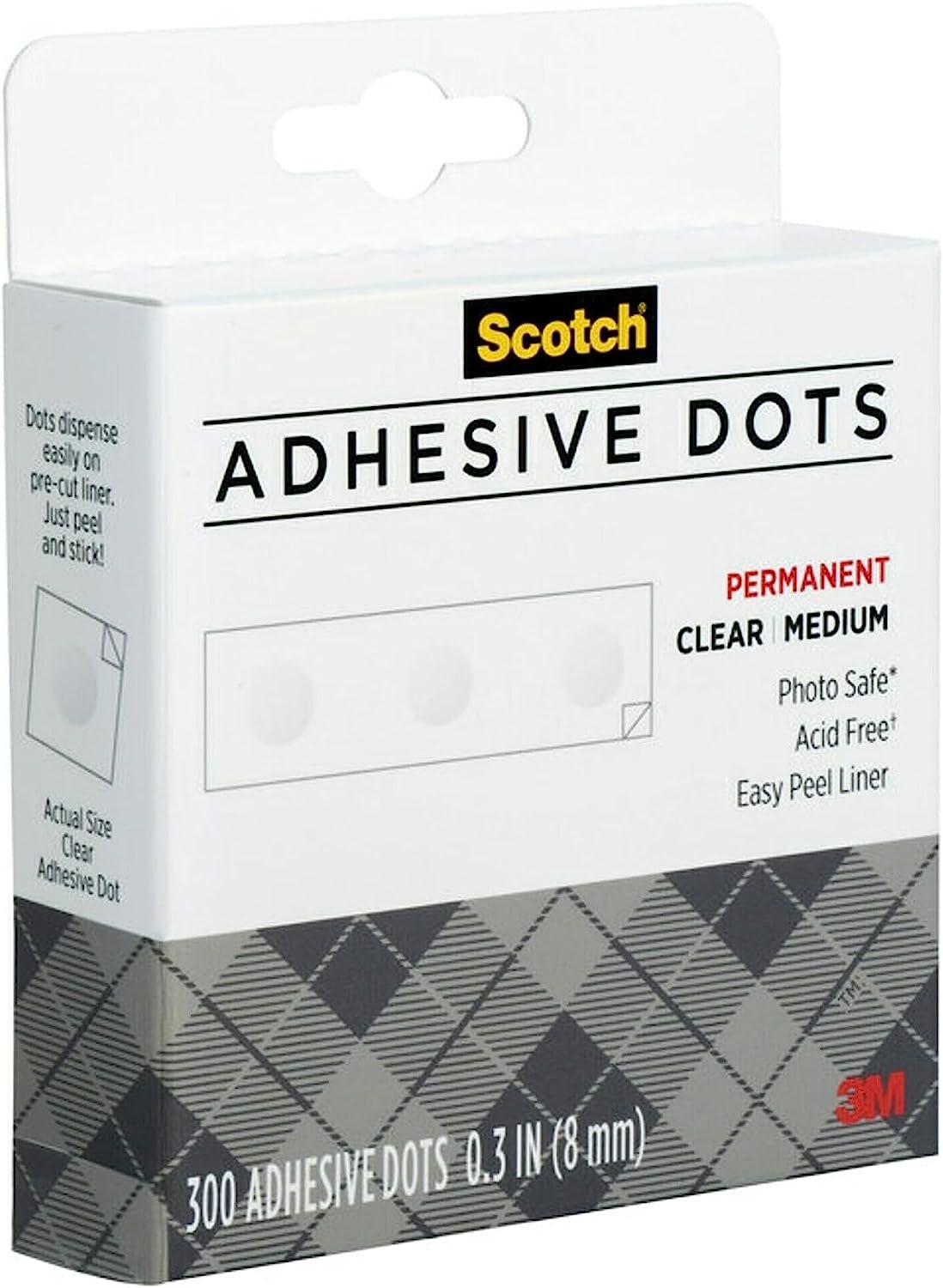 Scotch Adhesive Dots, Medium, 300 Dots/Pack, Easy Dispensing, Permanent, Photo-Safe (010-300M)