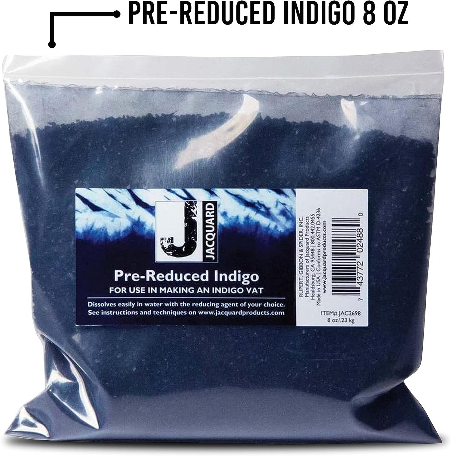 Jacquard Indigo Dye - 8 Oz Pre Reduced Indigo - Create Your Own Shibori Bag, Indigo Macrame, Indigo Dye Pillow, and More - Blue Dye Fabric