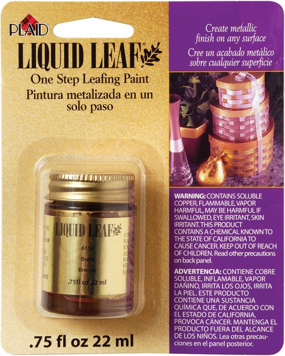 Plaid:Craft Liquid One-Step Leafing Paint .75oz, Brass, 0.75 Fl Oz (Pack of 1)