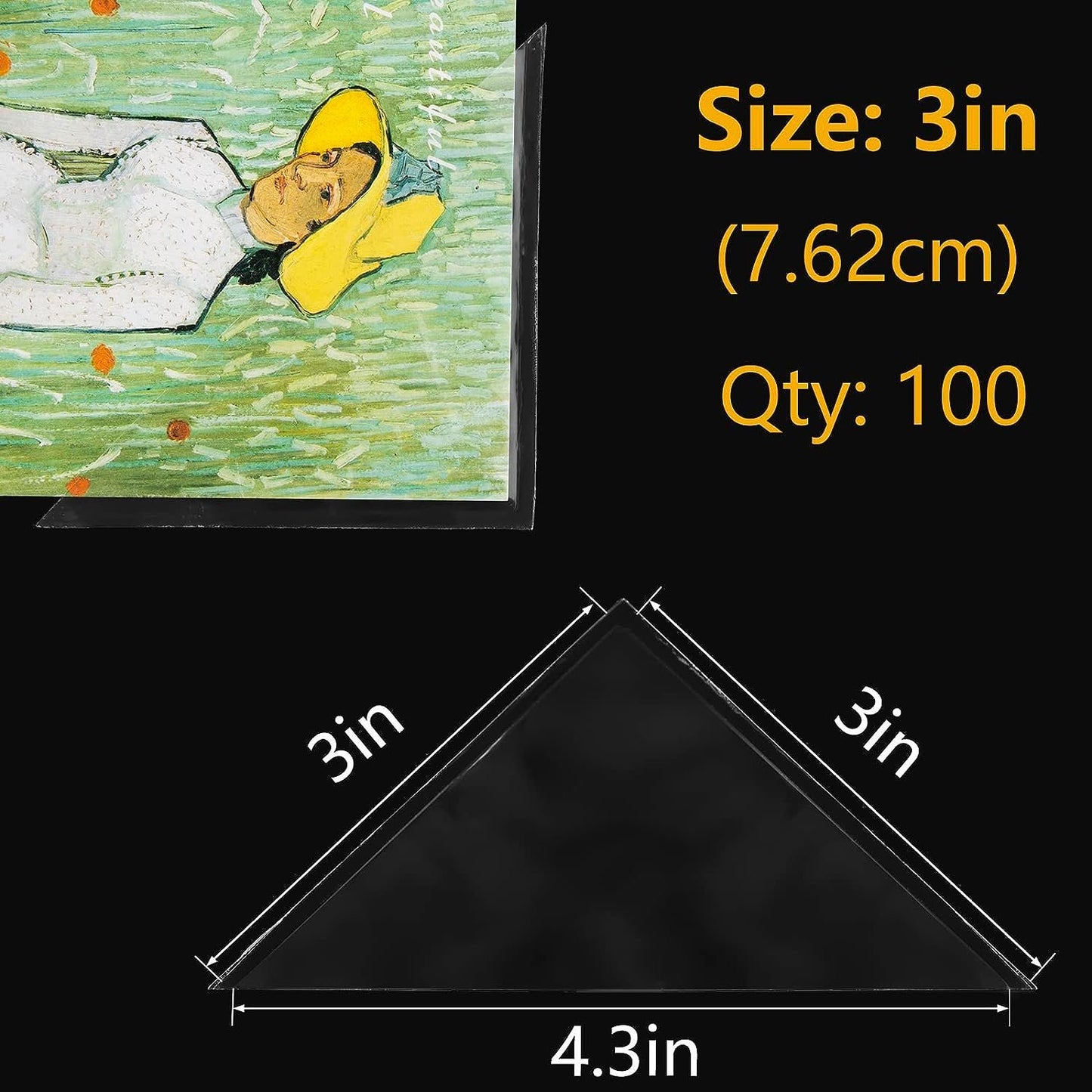 (1) - Lineco Self-Adhesive Polypropylene Mounting Corners - 3" Clear (100/Pkg.)