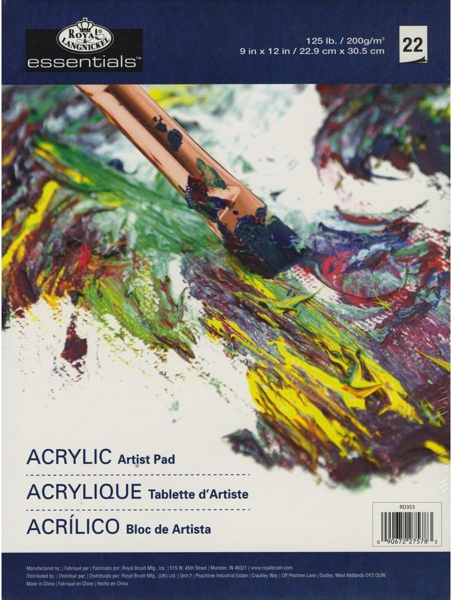 Royal Brush Royal Langnickel 22-Sheet Oil and Acrylic Essentials Artist Paper Pad, 9-Inch by 12-Inch